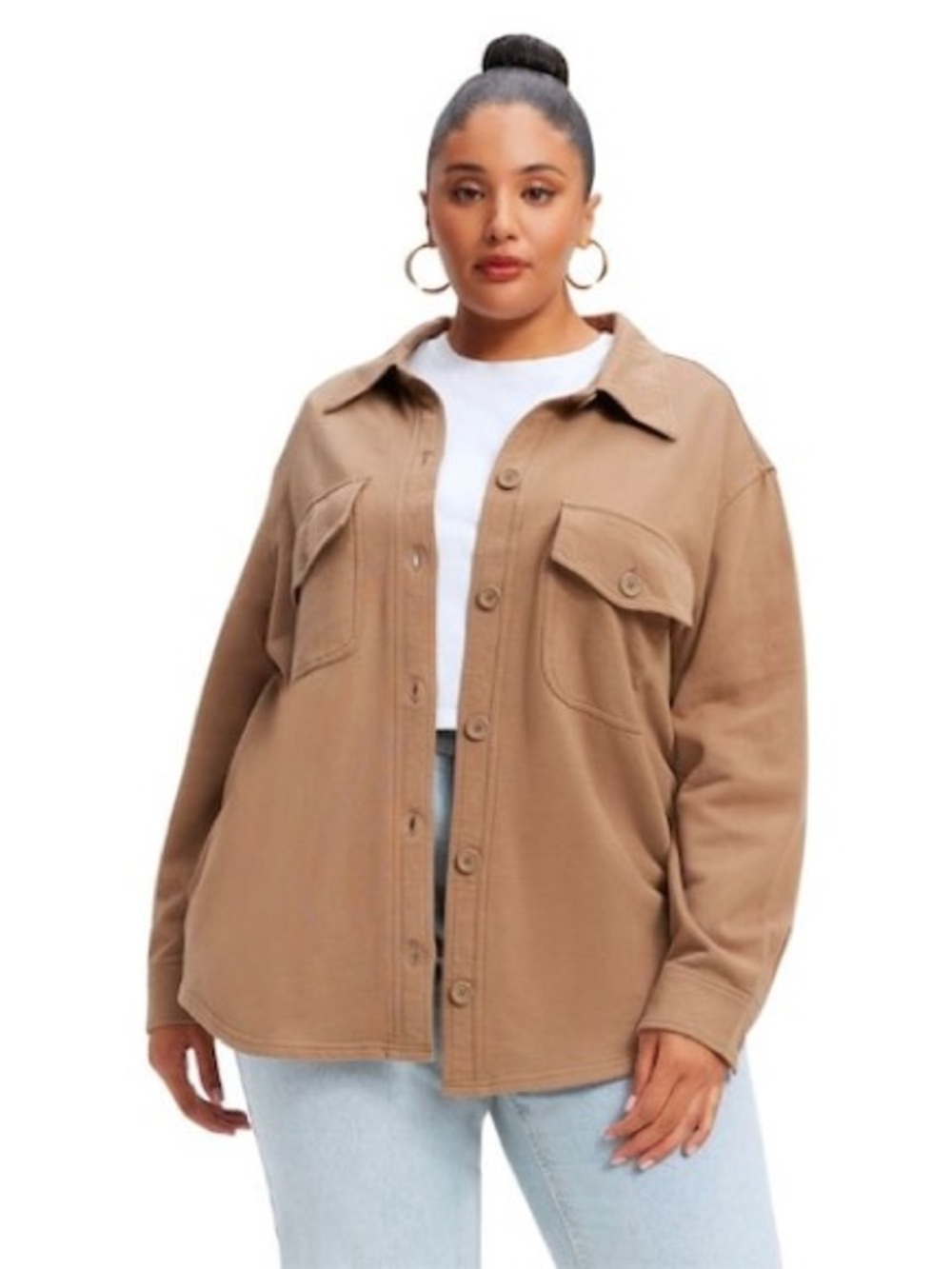 Good American Putty Button-Up Shacket